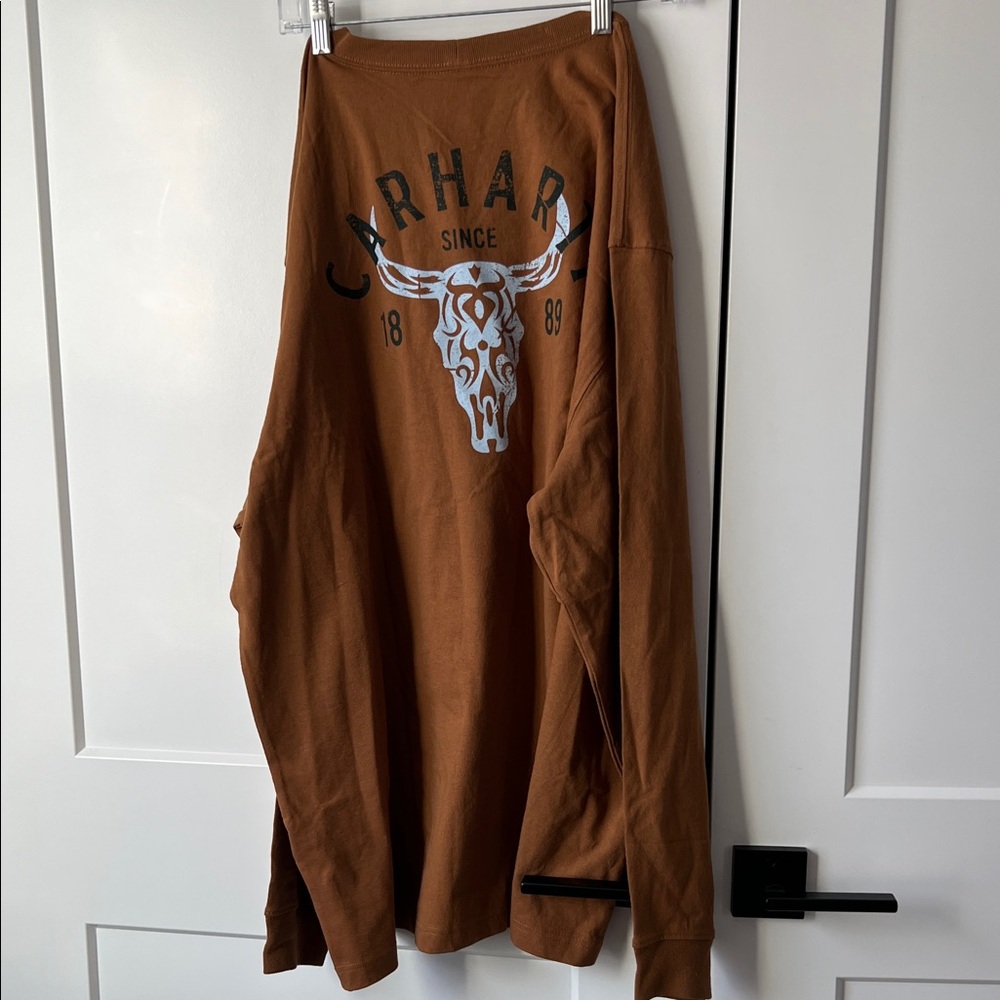 Carhartt Men's Heavyweight Longhorn Graphic T-shirt in Brown 🆕 - Picture 5 of 6